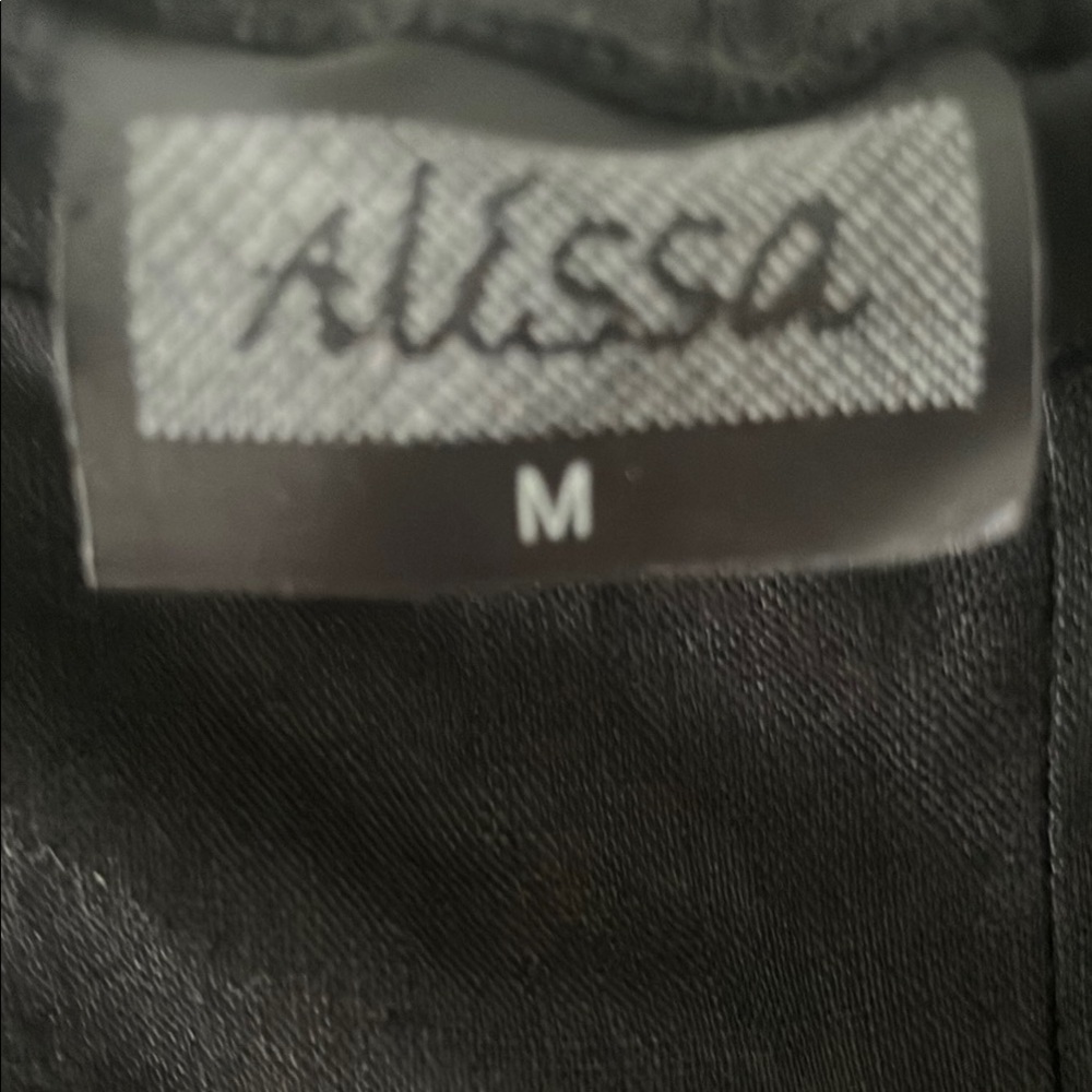 Vintage Alissa Black Linen Wide leg ankle Pants with elastic waist & pockets med - Picture 3 of 7